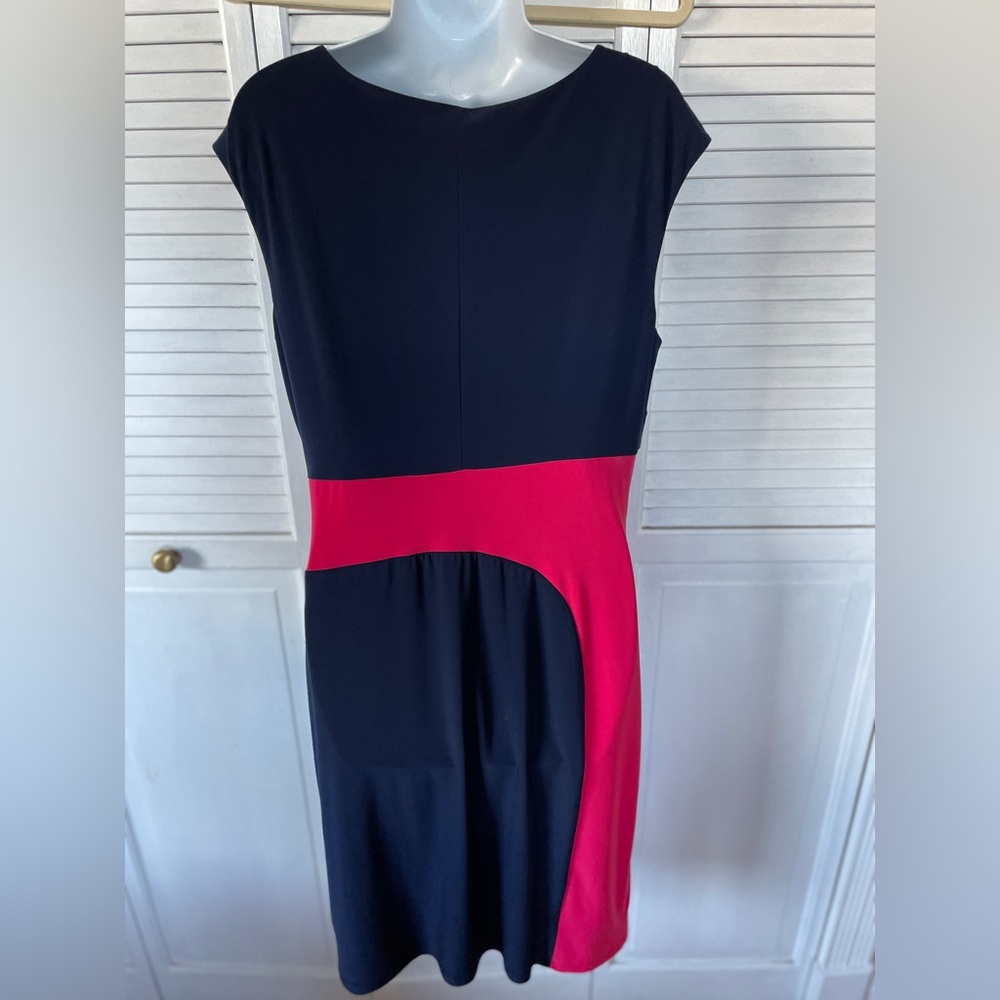 Lauren by Ralph Lauren Navy and Pink Dress Size 12 - Picture 4 of 7